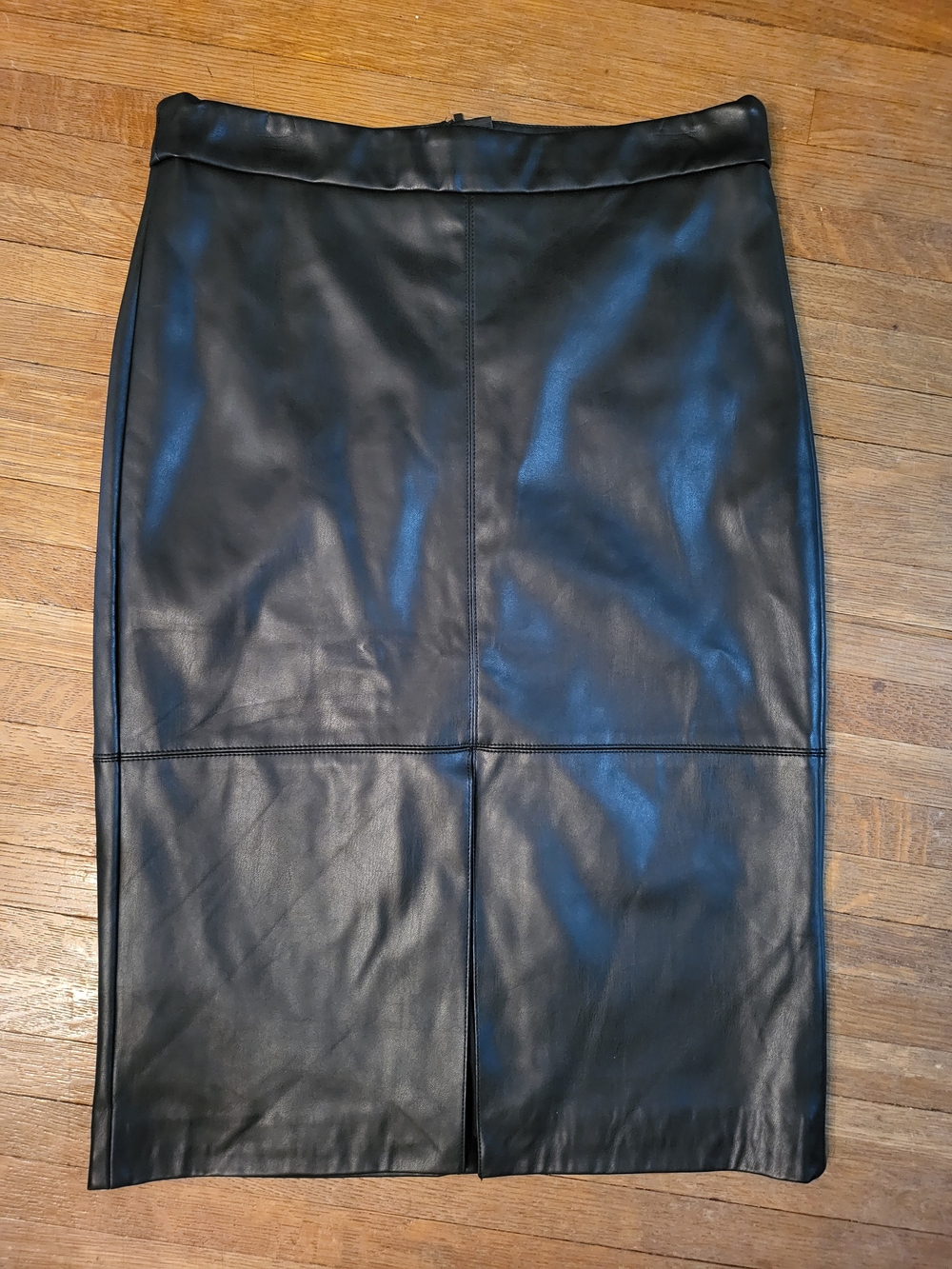RW&CO. Black Faux Leather Pencil Skirt With Slit